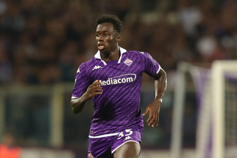 Michael Kayode catches eye of Arsenal scouts with strong Serie A showings 3 FLORENCE, ITALY - OCTOBER 02: Michael Kayode of ACF Fiorentina in action during the Serie A TIM match between ACF Fiorentina and Cagliari Calcio at Stadio Artemio Franchi on October 2, 2023 in Florence, Italy. (Photo by Gabriele Maltinti/Getty Images)