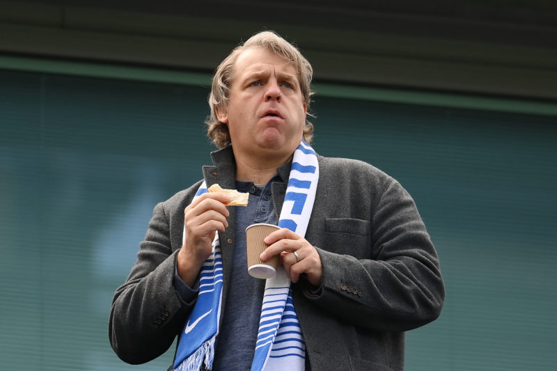 LONDON, ENGLAND - APRIL 22: Chelsea Owner, Todd Boehly, looks on during the UEFA Women's Champions League semifinal 1st leg match between Chelsea F...