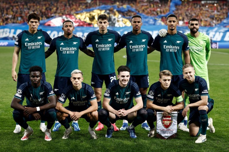 (Top L-R) Arsenal's Japanese defender #18 Takehiro Tomiyasu, Arsenal's Brazilian striker #09 Gabriel Jesus, Arsenal's German midfielder #29 Kai Hav...
