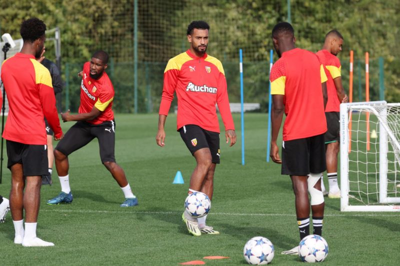 Lens' French midfielder #11 Angelo Fulgini  takes part in a training session on the eve of the UEFA Group B first leg football match between RC Lens and Arsenal FC, in Lens, on October 2, 2023. (Photo by FRANCOIS LO PRESTI/AFP via Getty Images)