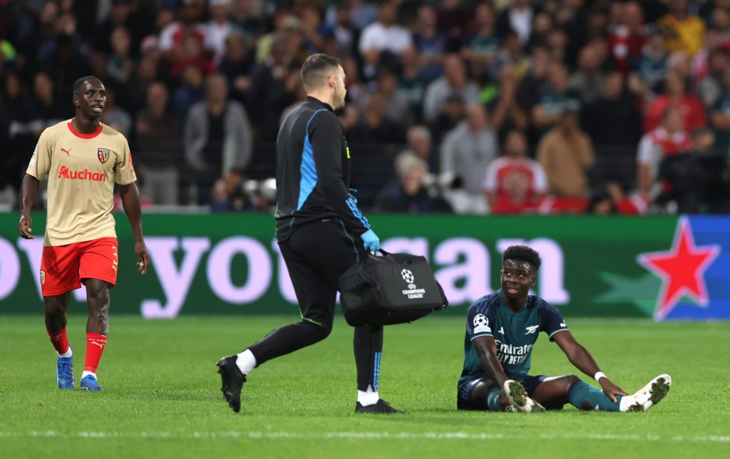 Mikel Arteta calls for Premier League rule change 2 LENS, FRANCE - OCTOBER 03: Bukayo Saka of Arsenal reacts before being substituted during the UEFA Champions League match between RC Lens and Arsenal FC at Stade Bollaert-Delelis on October 03, 2023 in Lens, France. (Photo by Alex Pantling/Getty Images)