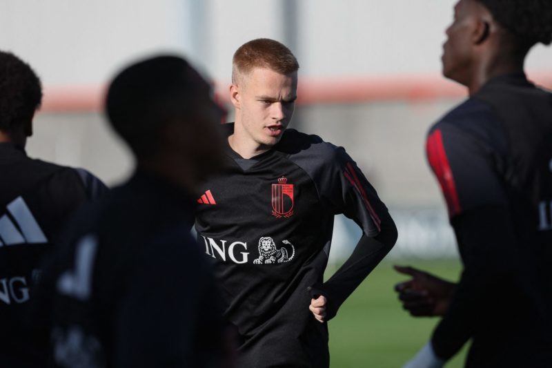 Arsenal and Tottenham fight it out for Arthur Vermeeren 2 Belgium's Arthur Vermeeren pictured during a training session of the Belgian national soccer team Red Devils, at the Royal Belgian Football Association's training center, in Tubize, Sunday 15 October 2023. The Red Devils are playing against Sweden on Monday, match 7/8 in Group F of the Euro 2024 qualifications. BELGA PHOTO BRUNO FAHY (Photo by BRUNO FAHY/BELGA MAG/AFP via Getty Images)