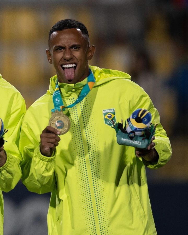 Marquinhos with his gold medal at the Pan American Games (Photo via Marquinhos on Instagram)
