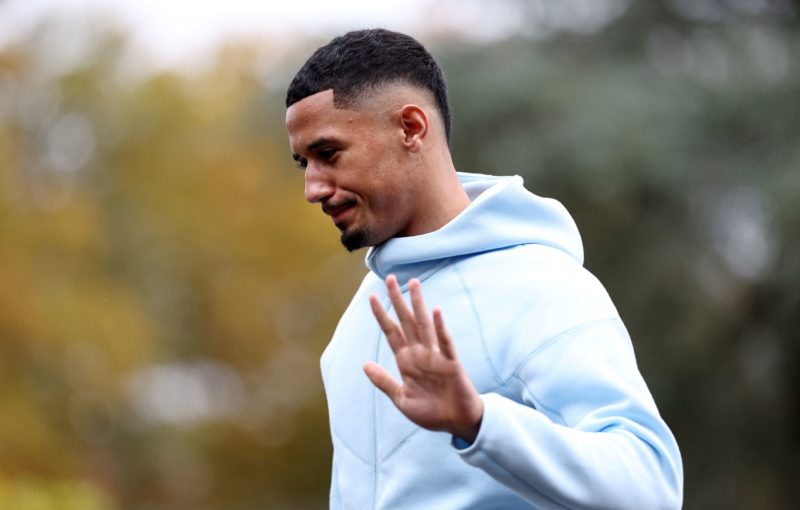 France's defender WIlliam Saliba arrives in Clairefontaine-en-Yvelines on November 13, 2023 as part of the team's preparation for the upcoming UEFA...