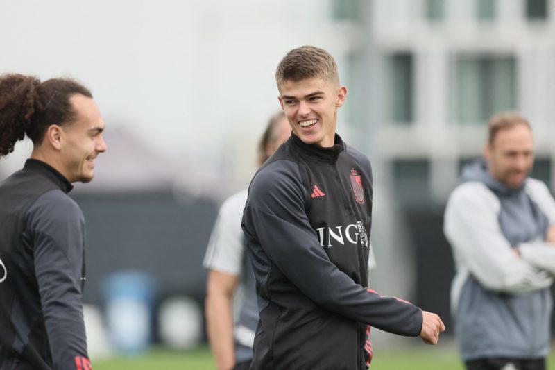 Arsenal and Manchester United eye surprise move for Charles de Ketelaere 3 Belgium's Arthur Theate and Belgium's Charles De Ketelaere pictured during a training session of the Belgian national soccer team Red Devils, at the Royal Belgian Football Association's training center, in Tubize, Thursday 12 October 2023. The Red Devils are playing against Austria on Friday, match 6/8 in Group F of the Euro 2024 qualifications. BELGA PHOTO BRUNO FAHY (Photo by BRUNO FAHY/BELGA MAG/AFP via Getty Images)