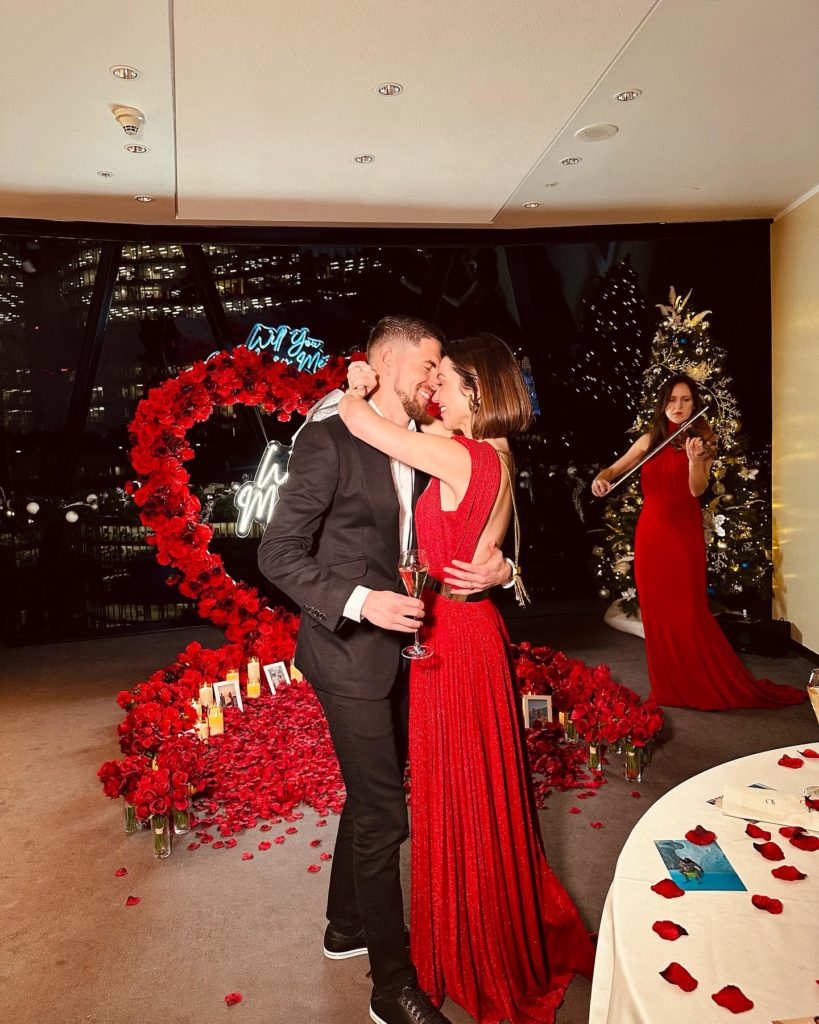 Jorginho and Catherine Harding share photos on Instagram to confirm their engagement