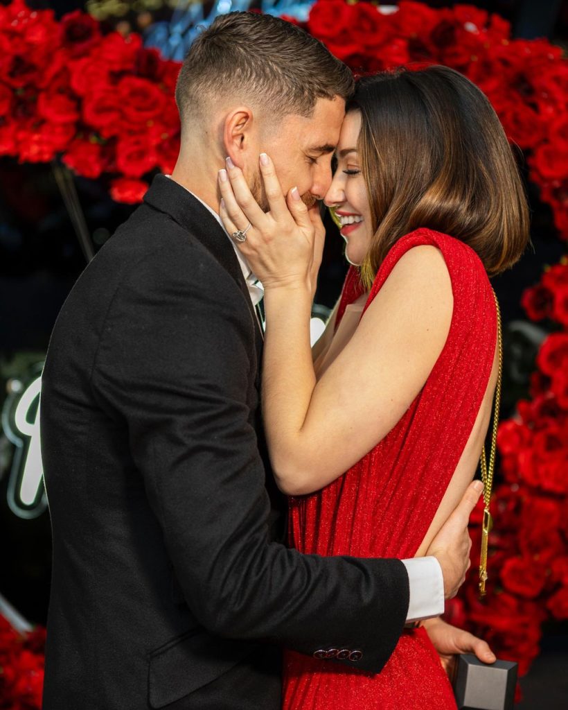 Jorginho and Catherine Harding share photos on Instagram to confirm their engagement