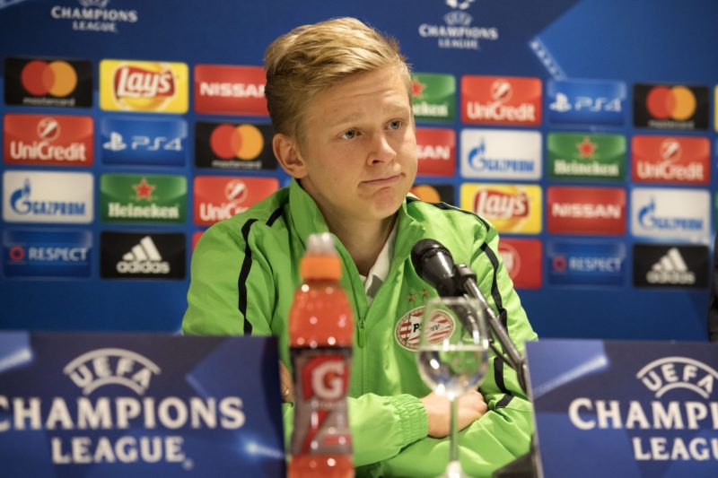PSV Eindhoven's player Olexandr Zinchenko takes part in a press conference in Eindhoven on December 5, 2016, ahead of the Champions League match ag...