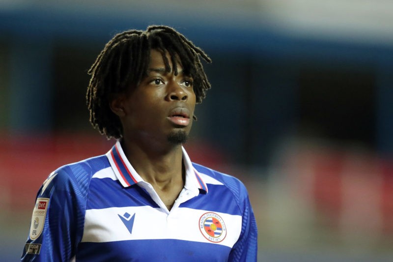 READING, ENGLAND - DECEMBER 26: Ovie Ejaria of Reading FC looks on during the Sky Bet Championship match between Reading and Luton Town at Madejski...