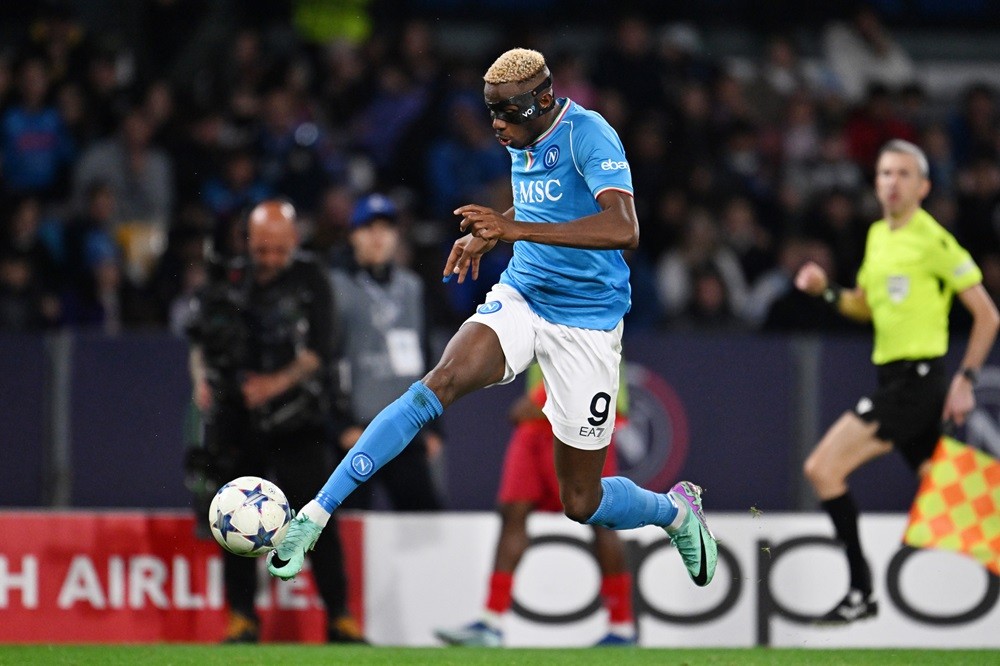 NAPLES, ITALY: Victor Osimhen of SSC Napoli during the UEFA Champions League match between SCC Napoli and SC Braga at Stadio Diego Armando Maradona...