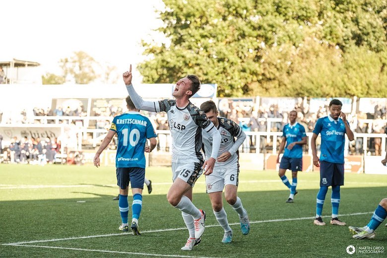 Alex Kirk scores for Bromley (Photo via Kirk on Instagram)