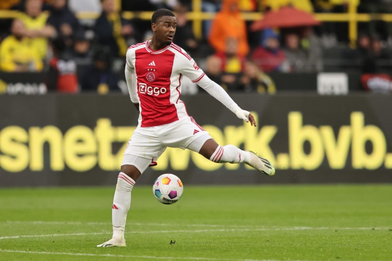 DORTMUND, GERMANY - AUGUST 06: Jorrel Hato of Ajax Amsterdam runs with the ball during the Pre-Season friendly match between Borussia Dortmund and ...