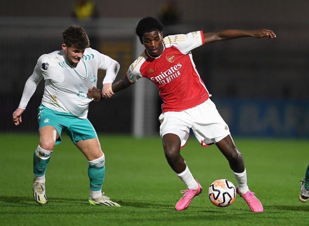 Ayden Heaven plays for the Arsenal youth teams (Photo via Heaven on Instagram)