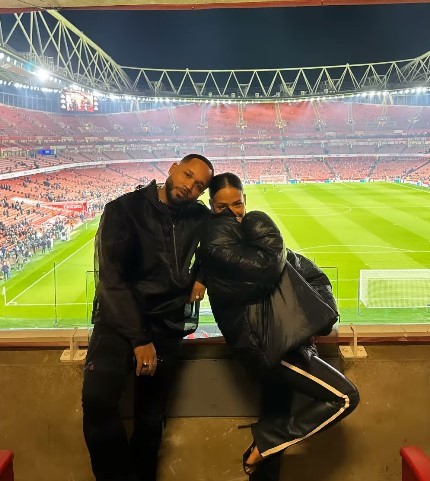 Christina Milian supporting Arsenal against Newcastle United on February 24th, 2024 (Photo via Milian on Instagram)