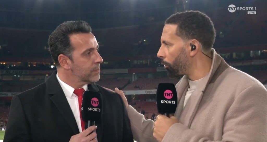 Edu discusses Arsenal's summer targets & calls for a striker 3 Edu Gaspar speaking to TNT Sports (Photo via TNT Sports)