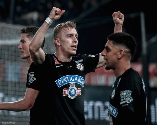 Arsenal 21yo names the best players in Gunners training 3 Mika Biereth celebrating a goal for Sturm Graz (Photo via Sturm Graz on Twitter)
