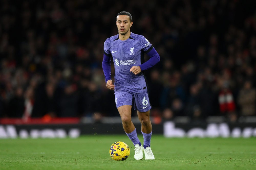 LONDON, ENGLAND: Thiago Alcantara of Liverpool during the Premier League match between Arsenal FC and Liverpool FC at Emirates Stadium on February ...