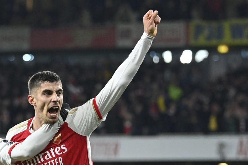 Arsenal's revenge demolition of Newcastle proves title credentials 2 Arsenal's German midfielder #29 Kai Havertz celebrates after scoring their second goal during the English Premier League football match between Arsenal and Newcastle United at the Emirates Stadium in London on February 24, 2024. (Photo by JUSTIN TALLIS/AFP via Getty Images)