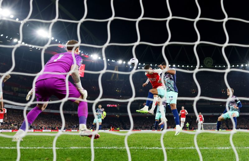 LONDON, ENGLAND - MARCH 09: Kai Havertz of Arsenal scores his team's second goal during the Premier League match between Arsenal FC and Brentford F...