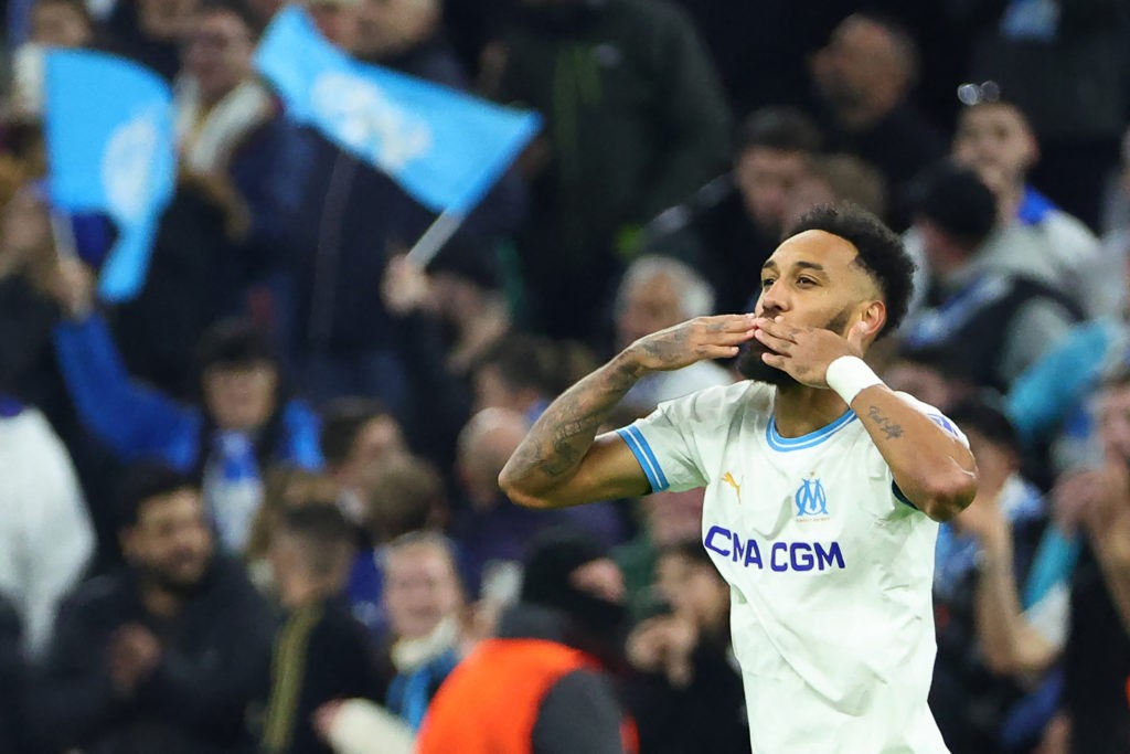 Aubameyang Saudi sale could have knock-on Arsenal impact 3 Marseille's French forward #10 Pierre-Emerick Aubameyang celebrates after scoring his team's fourth goal during the UEFA Europa League round of 16 first-leg football match between Olympique de Marseille and Villareal CF at the Velodrome Stadium in Marseille, souteastern France, on March 7, 2024. (Photo by CLEMENT MAHOUDEAU/AFP via Getty Images)