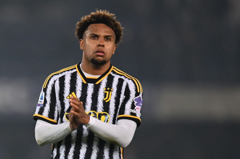 VERONA, ITALY - FEBRUARY 17: Weston McKennie of Juventus applauds his fans during the Serie A TIM match between Hellas Verona FC and Juventus - Ser...