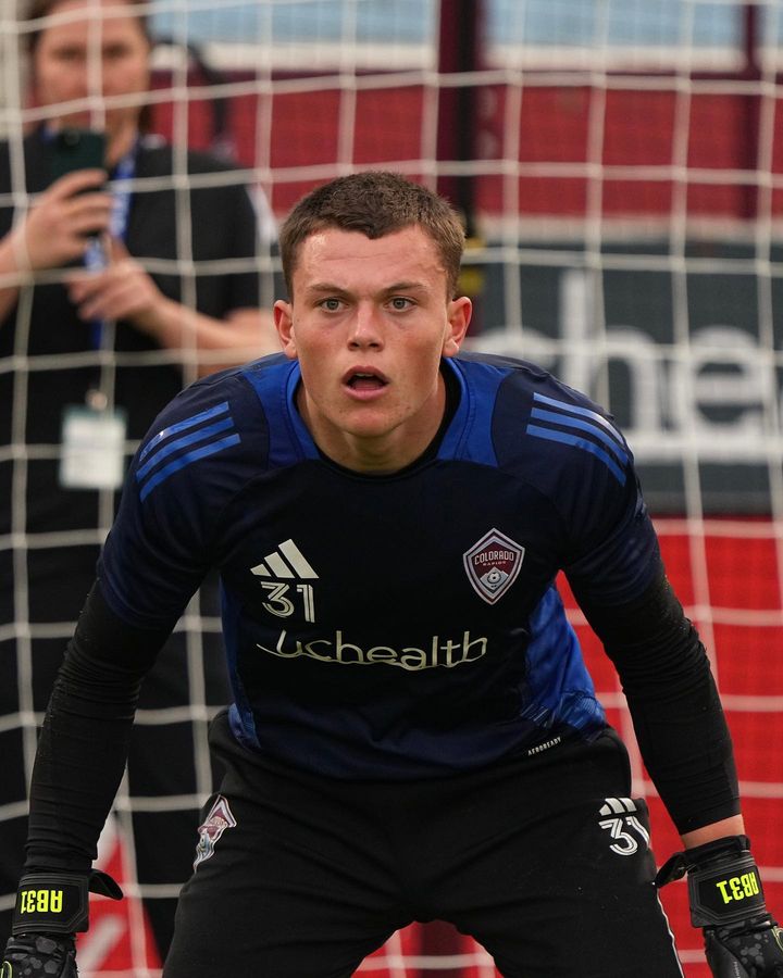MLS goalkeeper links up with Arsenal at London Colney 2 Adam Beaudry playing for the Colorado Rapids (Photo via Colorado Rapids 2 on Instagram)