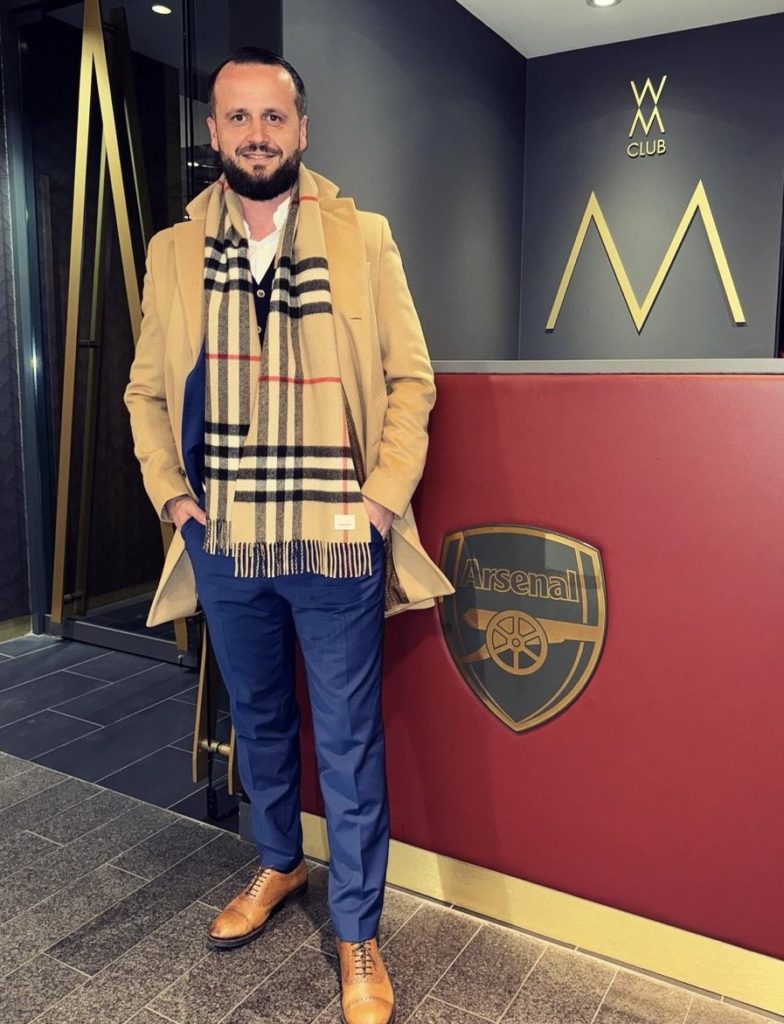 Arsenal favourites to sign £64m striker this summer 4 Benjamin Sesko's agent attends Arsenal's match against Chelsea (Photo via Basanovic on Instagram)