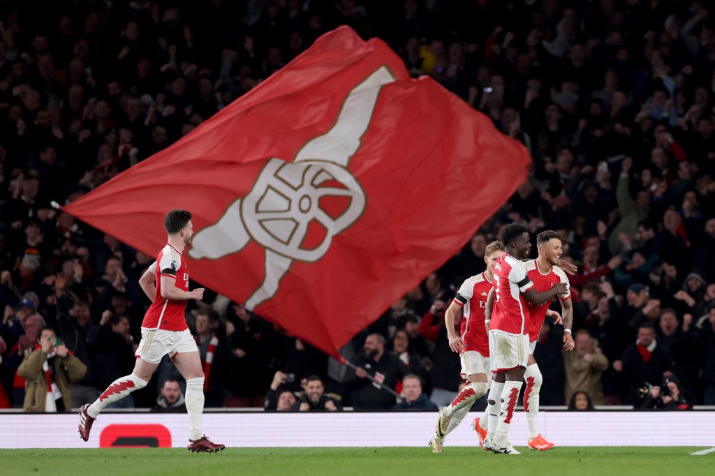 Key Arsenal club updates emerge from Fans' Forum 2 LONDON, ENGLAND - APRIL 23: Ben White celebrates scoring his team's second goal with Bukayo Saka of Arsenal during the Premier League match between Arsenal FC and Chelsea FC at Emirates Stadium on April 23, 2024 in London, England. (Photo by Alex Pantling/Getty Images)