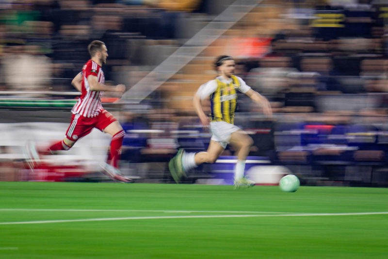 Ferdi Kadioglu of Fenerbahce in action during the match. Fenerbahce and Olympiakos faced each other in the UEFA Conference League Quarter final 2nd...