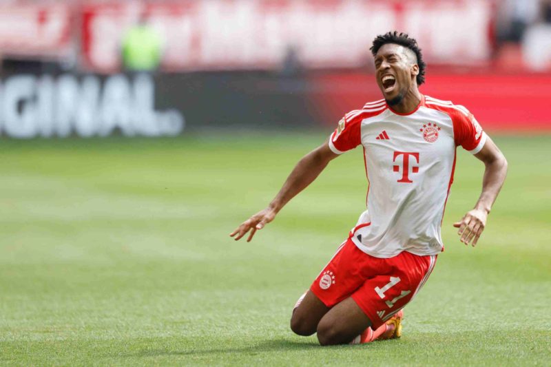 Double boost for Arsenal as 2 Bayern wingers ruled out of 2nd leg 3 Bayern Munich's French forward #11 Kingsley Coman reacts after sustaining an injury during the German first division Bundesliga football match between FC Bayern Munich and 1 FC Cologne in Munich, southern Germany on April 13, 2024. (Photo by MICHAELA STACHE/AFP via Getty Images)
