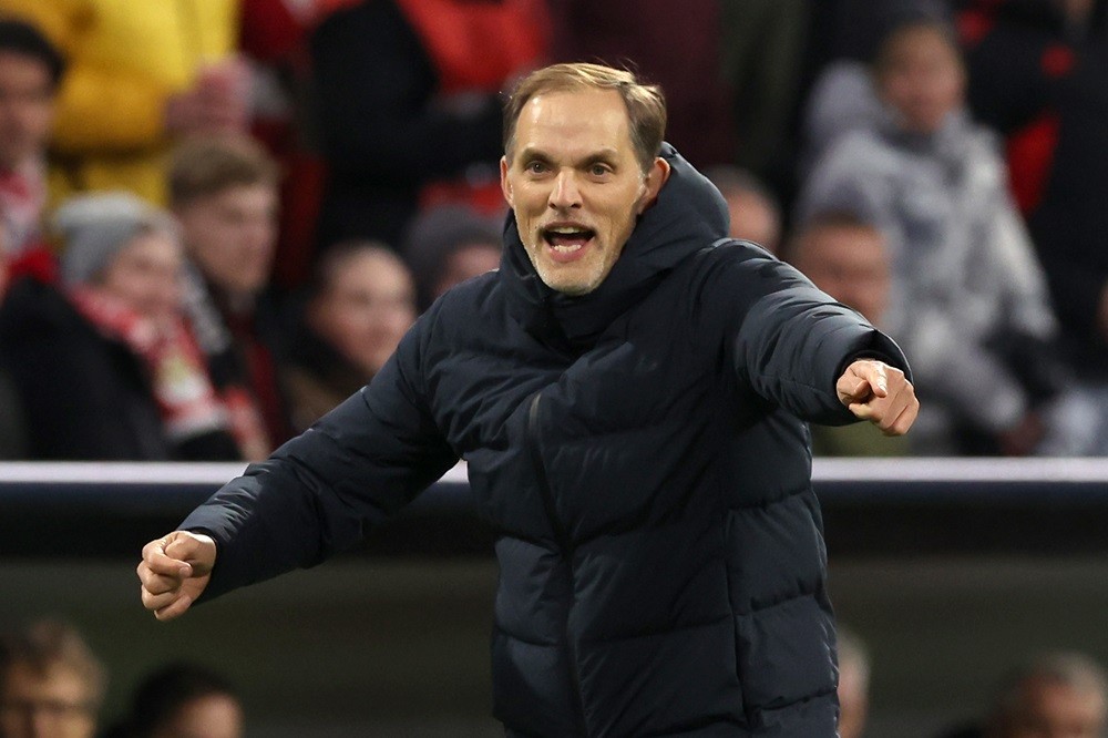 MUNICH, GERMANY: Thomas Tuchel, head coach of FC Bayern München reacts during the UEFA Champions League quarter-final second leg match between FC B...
