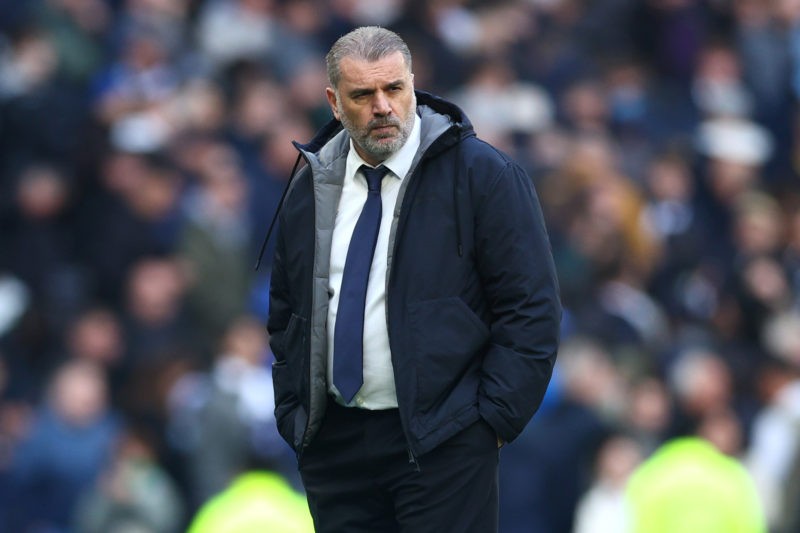 LONDON, ENGLAND - APRIL 28: Ange Postecoglou, Manager of Tottenham Hotspur, looks dejected after the team's defeat during the Premier League match ...