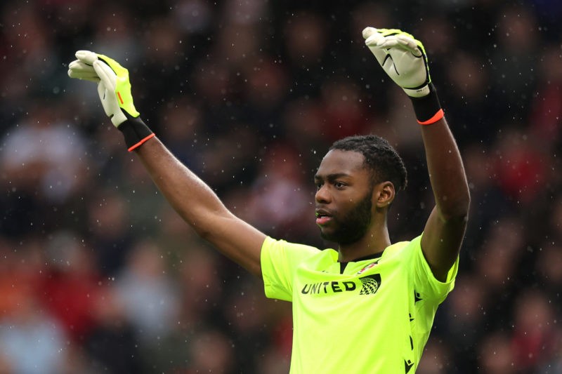 WREXHAM, WALES - MARCH 29: Arthur Okonkwo of Wrexham during the Sky Bet League Two match between Wrexham and Mansfield Town at Racecourse Ground on March 29, 2024 in Wrexham, Wales. (Photo by Jan Kruger/Getty Images)