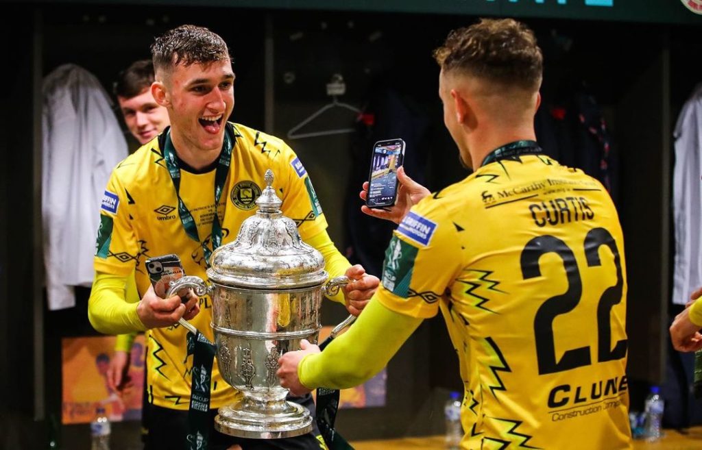 Mason Melia with the Irish Cup (Photo via Melia on Instagram)