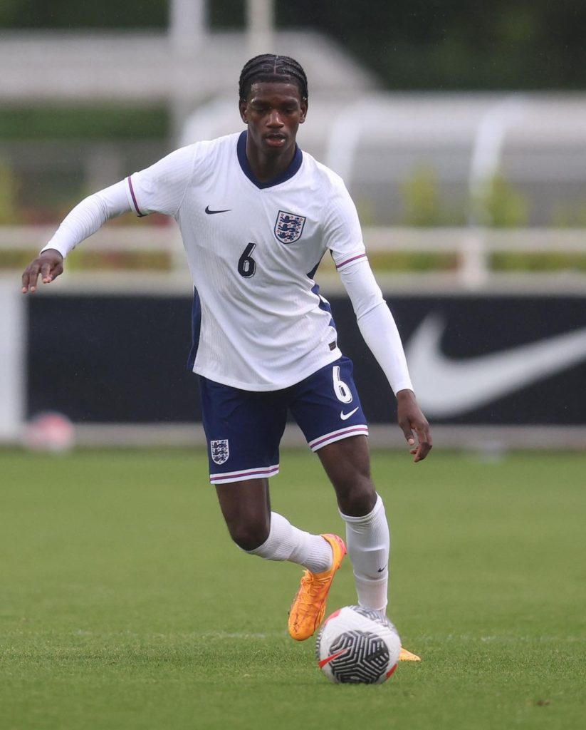 Ayden Heaven playing for the England youth teams (Photo via Heaven on Instagram)
