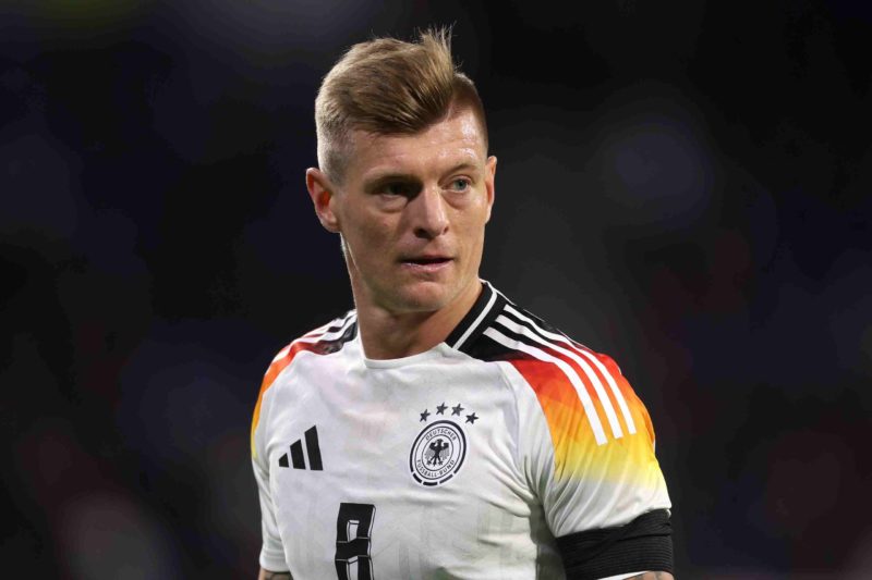 LYON, FRANCE - MARCH 23: Toni Kroos of Germany looks on during the international friendly match between France and Germany at Groupama Stadium on M...