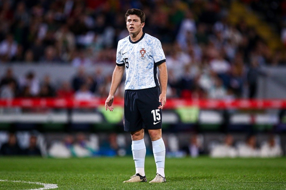 GUIMARAES, PORTUGAL: Joao Neves of Portugal gestures during the international friendly match between Portugal and Sweden on March 21, 2024. (Photo by Diogo Cardoso/Getty Images)