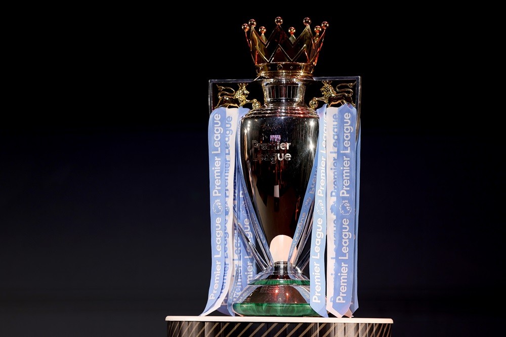LONDON, ENGLAND: A detailed view of the Premier League trophy during the Premier League Hall of Fame 2024 Inductions event at HERE at Outernet on April 23, 2024. (Photo by Tom Dulat/Getty Images for Premier League)