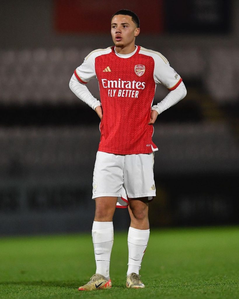 Seb Ferdinand playing for Arsenal (Photo via Ferdinand on Instagram)