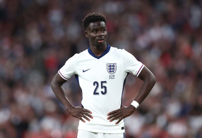 LONDON, ENGLAND - JUNE 07: Bukayo Saka of England during the international friendly match between England and Iceland at Wembley Stadium on June 07...