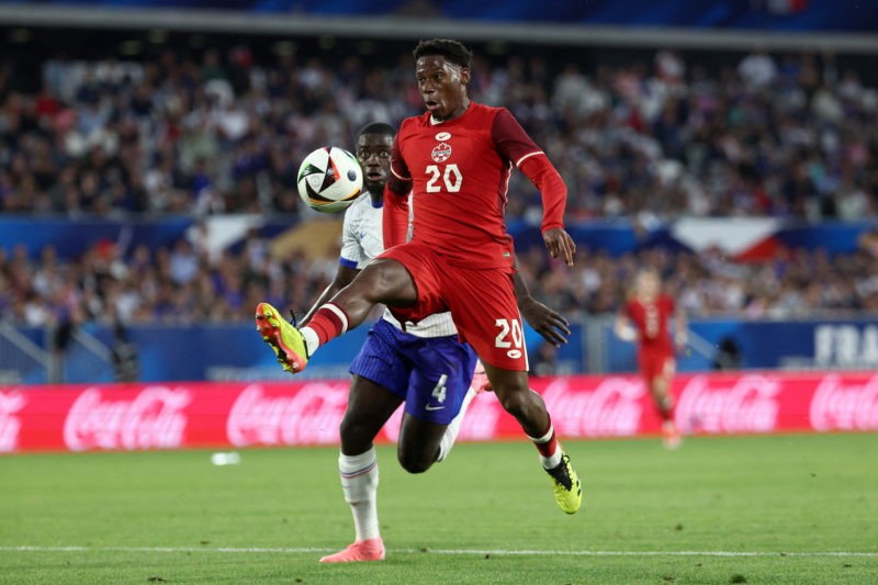 Arsenal scout cut-price Lille striker at Copa America 3 Canada's forward #20 Jonathan David controls the ball during the International friendly football match between France and Canada at the Matmut Atlantique stadium in Bordeaux, on June 9, 2024. (Photo by FRANCK FIFE/AFP via Getty Images)