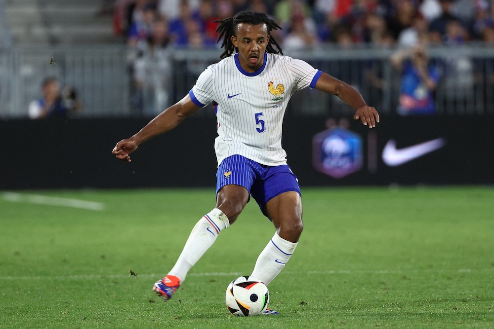 France's defender Jules Kounde controls the ball during the International friendly football match between France and Canada at the Matmut Atlantique stadium in Bordeaux, on June 9, 2024. (Photo by ROMAIN PERROCHEAU / AFP)