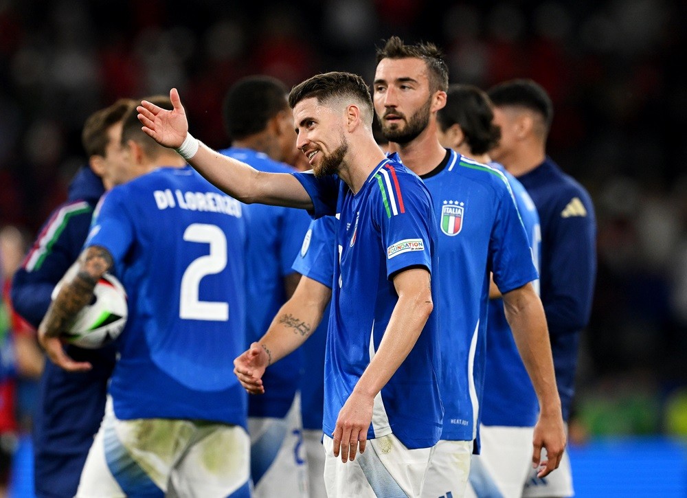 Arsenal Euro 2024 roundup: Midfielder sets new tournament high 2 DORTMUND, GERMANY: Jorginho of Italy acknowledges the fans after the team's victory in the UEFA EURO 2024 group stage match between Italy and Albania at Football Stadium Dortmund on June 15, 2024. (Photo by Claudio Villa/Getty Images for FIGC)