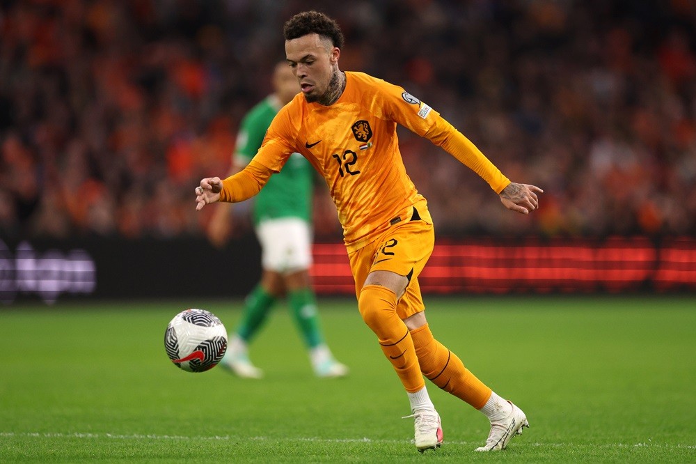 AMSTERDAM, NETHERLANDS: Quilindschy Hartman of Netherlands in action during the UEFA EURO 2024 European qualifier match between Netherlands and Republic of Ireland at Johan Cruijff Arena on November 18, 2023. (Photo by Dean Mouhtaropoulos/Getty Images)