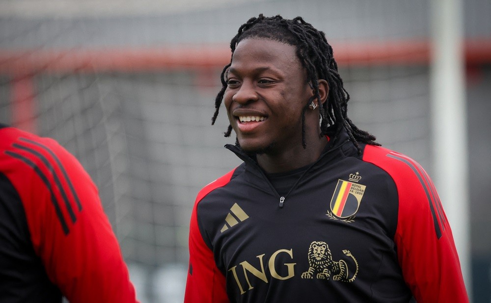 Belgium's Johan Bakayoko pictured during a training session of Belgian national team Red Devils in Tubize, Friday 22 March 2024. (Photo by VIRGINIE...