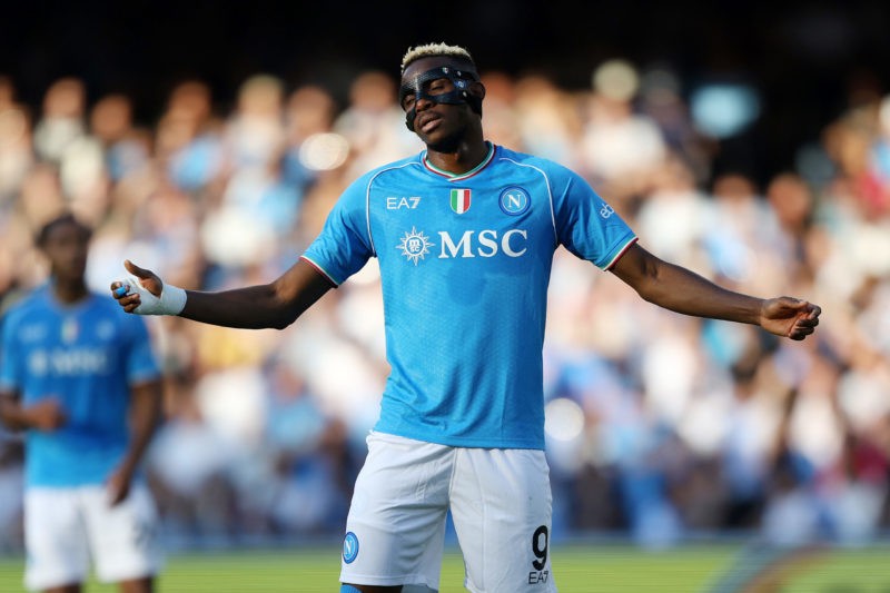 NAPLES, ITALY - MAY 11: Victor Osimhen of SSC Napoli looks disappointed during the Serie A match between SSC Napoli and Bologna FC at Stadio Diego ...