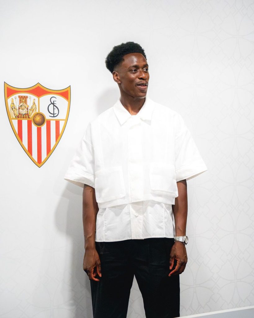 Albert Sambi Lokonga after signing on loan for Sevilla (Photo via Lokonga on Instagram)