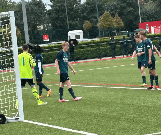 Callan Hamill during his trial with Arsenal (Photo via Hamill on Instagram)