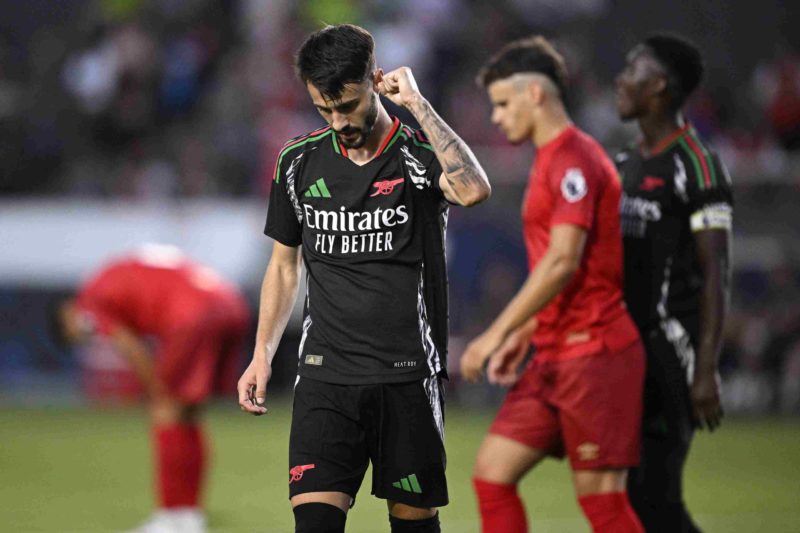 CARSON, CALIFORNIA - JULY 24: Fabio Vieira #21 of Arsenal FC celebrates after scoring a goal against AFC Bournemouth during the first half at Digni...