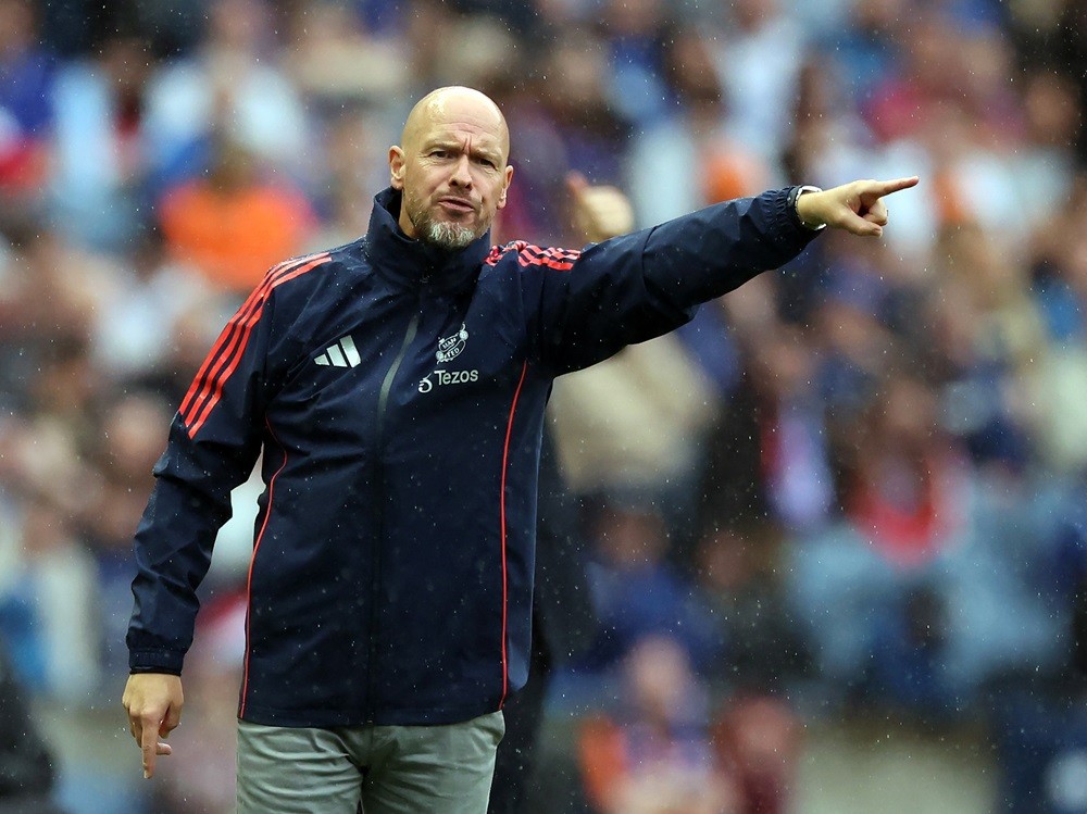 EDINBURGH, SCOTLAND: Manchester United manager Erik ten Hag is seen during Manchester United v Rangers - Pre-Season Friendly at BT Murrayfield Stad...